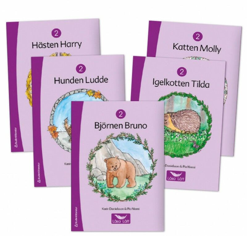 Omslag: Läsa Lätt 2, fem olika böcker