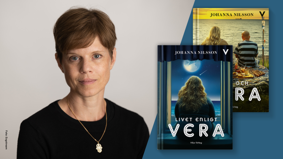 Johanna Nilsson med sina två nya feelgood-böcker ur serien Vera