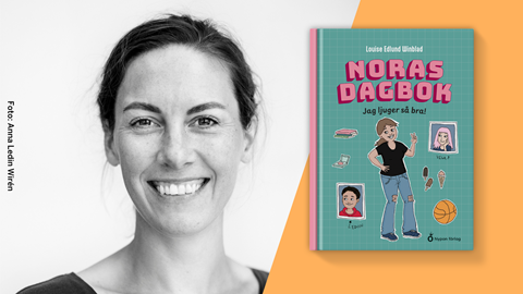 Louise Edlund Winblad tillsammans med boken Noras dagbok