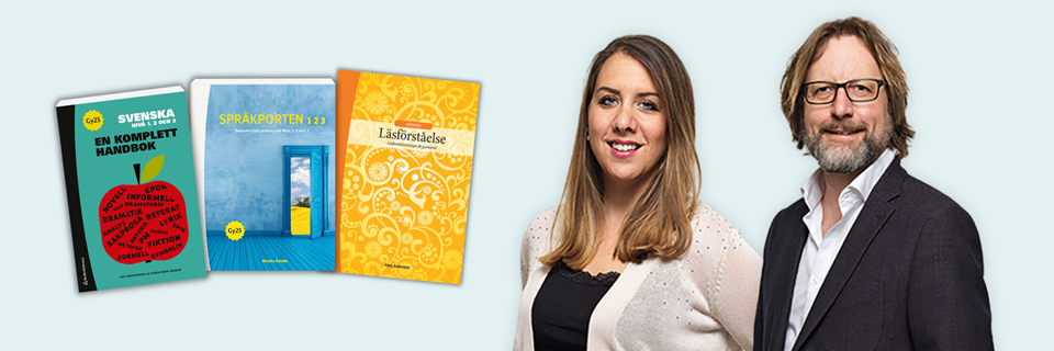 Henric Arfwidsson och Liza Greczanic, läromedelsutvecklare i svenska