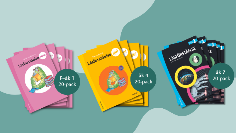 Kickstarta läslusten med våra klasspaket! Läsförståelse paketen passar för dig som undervisar f-åk 1, åk 4 eller åk 7. 