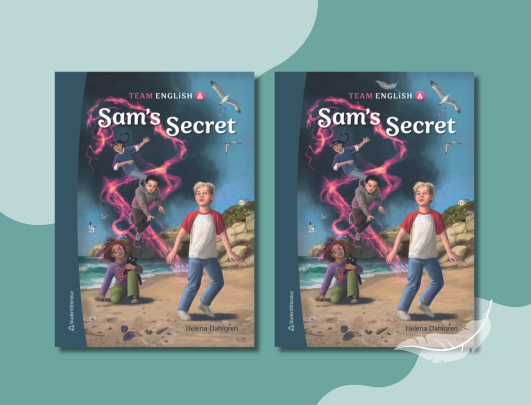 Omslag till Sam’s Secret, en fantasybok i Team English A Elevpaket för årskurs 4-6, med fokus på samarbete och läsglädje.