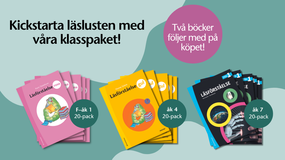 Läsförståelse paketerbjudande för åk 1, 4 och 7.