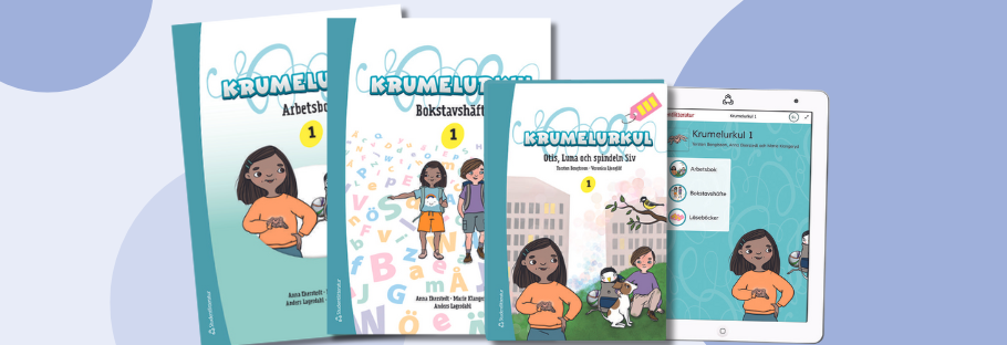 Krumelurkul 1, läseböcker på 3 nivåer med arbetsbok och bokstavshäfte.