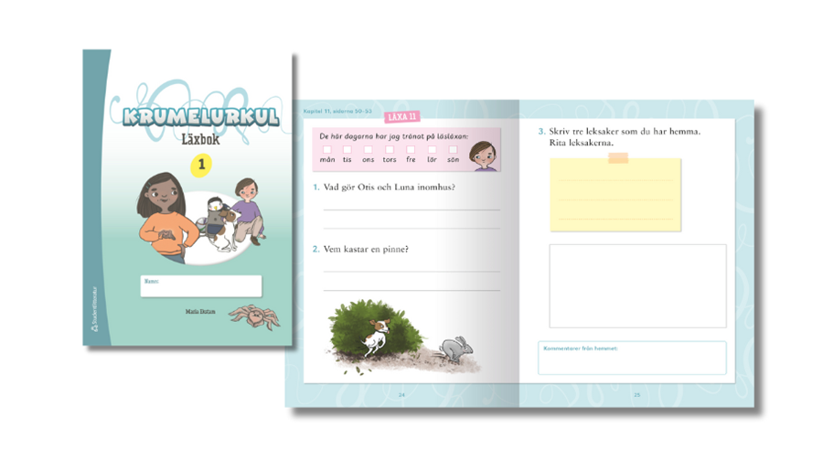 Här kan du provläsa ett smakprov av läxboken i Krumelurkul 1.