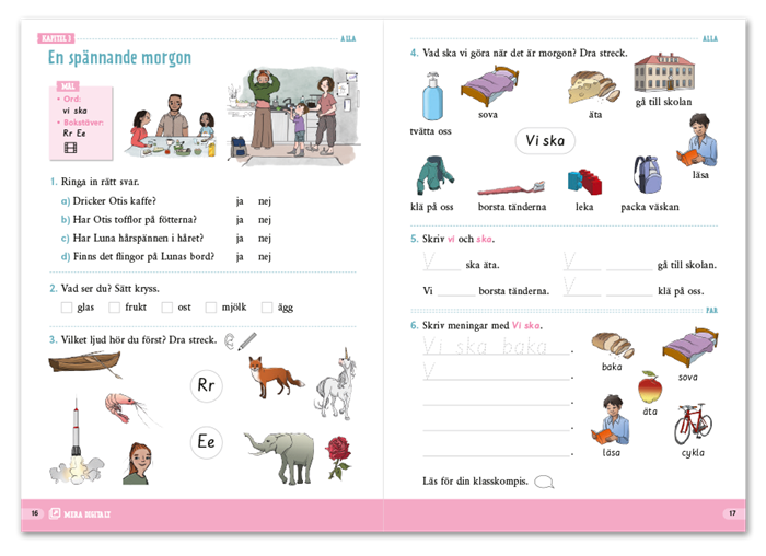 Utdrag ur Krumelurkul årskurs 1 arbetsbok.