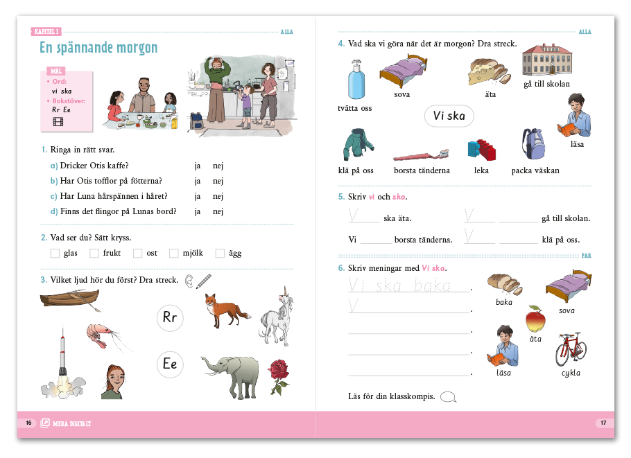 Utdrag ur Krumelurkul årskurs 1 arbetsbok.