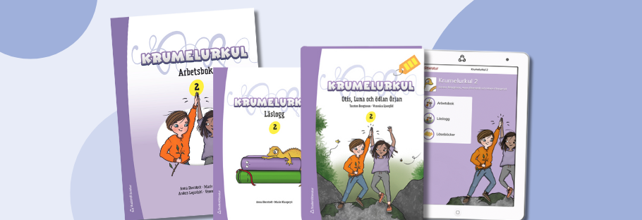 Krumelurkul 2, läseböcker på 3 nivåer med arbetsbok och loggbok.
