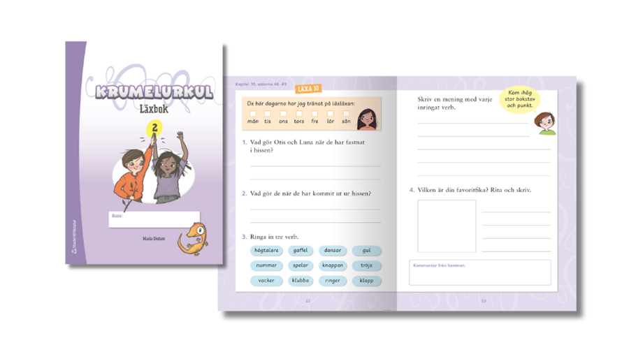 Här kan du provläsa ett smakprov av läxboken i Krumelurkul 2.