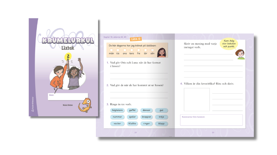 Här kan du provläsa ett smakprov av läxboken i Krumelurkul 2.