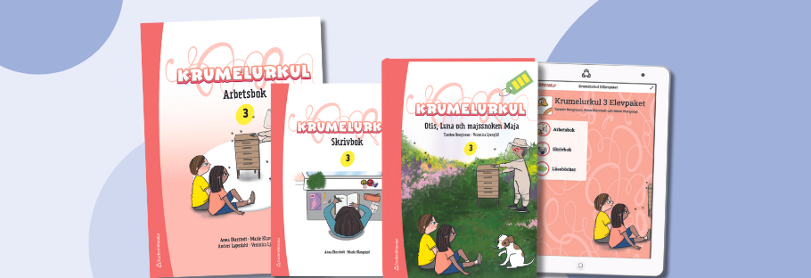 Krumelurkul 3, läseböcker på 3 nivåer med arbetsbok och skrivbok.