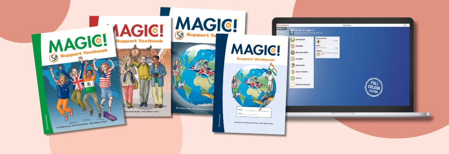 Magic! 4–6 Support – omslag till tryckta läromedel och digitalt läromedel för elever som behöver extra stöd.