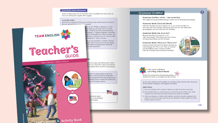 Uppslag ur Team English A lärarhandledning.