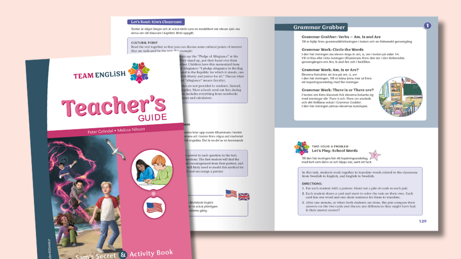 Uppslag ur Team English A lärarhandledning.