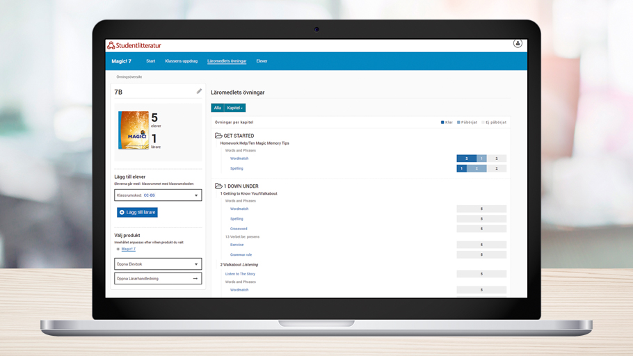 Dator inloggad i digitalt klassrum till Magic! 7